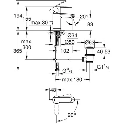 Grohe QuickFix Wave Cosmopolitan Einhand-Waschtischbatterie – Bild 2
