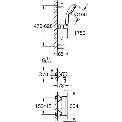 Grohe QuickFix Thermostat-Brausebatterie Precision Startmit Brausegarnitur â Bild 4