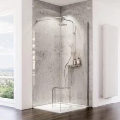 Schulte ExpressPlus Duschrückwand Decodesign Hochglanz 100x255cm Stein Grau-Hell