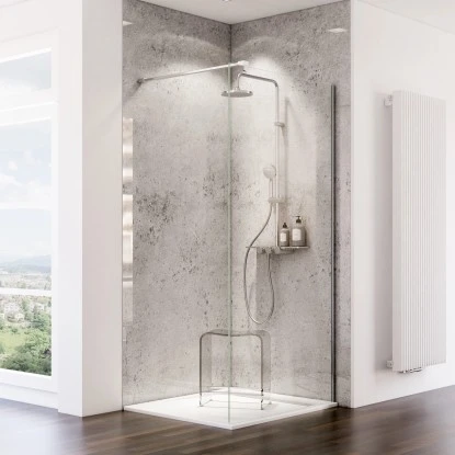 Schulte ExpressPlus Duschrückwand Decodesign Hochglanz 100x255cm Stein Grau-Hell