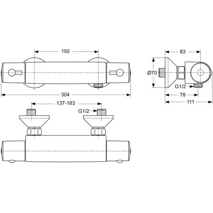 Ideal Standard Thermostat-Armatur Ceratherm 50 Verchromt – Bild 2