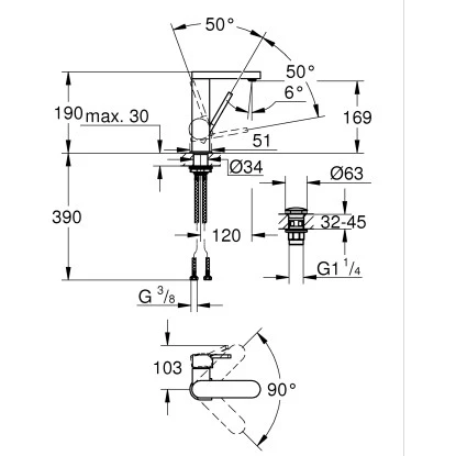Grohe Plus Einhand-Waschtischbatterie M-Size Chrom – Bild 4