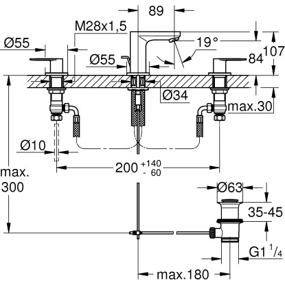 Grohe 3-Loch-Waschtischbatterie Eurosmart Cosmopolitan Chrom â Bild 3