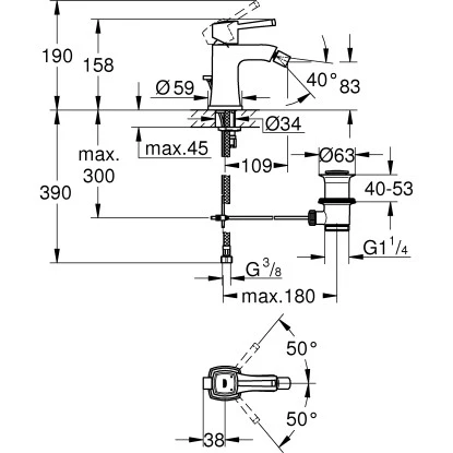 Grohe Einhand-Bidet Batterie Grandera 12,5 Mm (1/2") â Bild 3