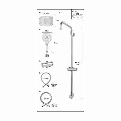 Baliv Überkopfbrause-Set KBS-14.120 Verchromt – Bild 2