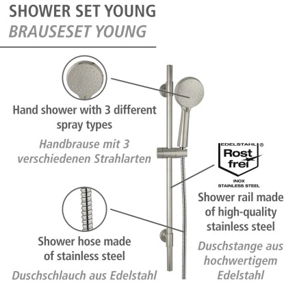 Wenko Brauseset Young 66 Cm Edelstahl â Bild 7