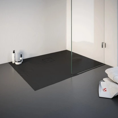 Schulte ExpressPlus Duschwanne Mineralguss Mit Steinstruktur 75x100cm Anthrazit – Bild 2