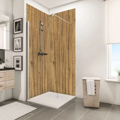 Schulte ExpressPlus DecoDesign Duschrückwand Dekor Schwarzwaldeiche Hell 255x100 – Bild 3