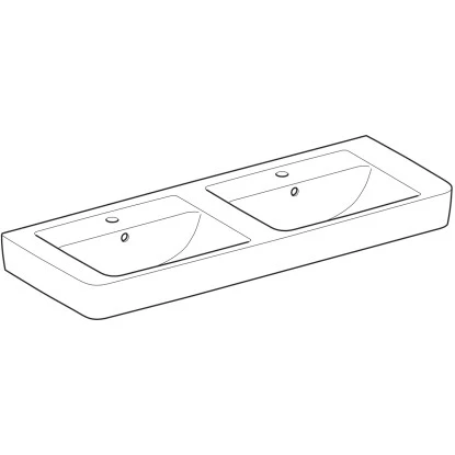 Geberit Renova Plan Doppelwaschbecken 130 Cm Weiß Mit Hahnloch Und Überlauf – Bild 2