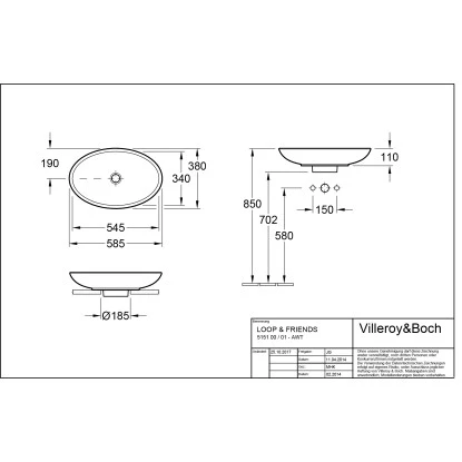 Villeroy & Boch Loop & Friends Aufsatzwaschbecken 58,5 Cm Alpinweiß Mit Überlauf – Bild 2