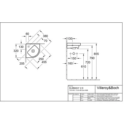 Villeroy & Boch Eck-Handwaschbecken Subway 2.0 32 Cm Alpinweiß Mit HL Und ÜL – Bild 2