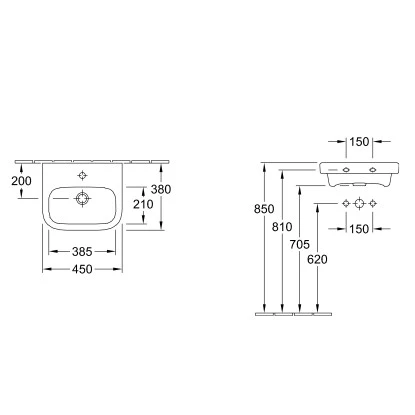 Villeroy & Boch Handwaschbecken 45 Cm Architectura Weiß – Bild 2