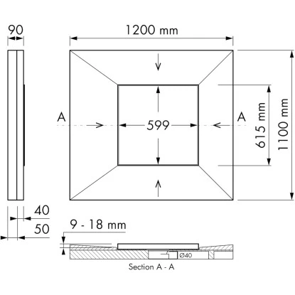 ESS Easy Drain Duschrinne DOT Square 61,5 X 61,5 Cm â Bild 4
