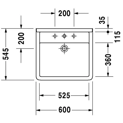 Duravit Waschbecken Starck 3 Vital 60 Cm Weiß Mit Überlauf + 1 Hahnloch – Bild 2