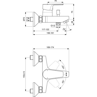 Ideal Standard Badearmatur Cerafine D Aufputz Chrom â Bild 7
