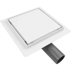 VerosanPro Duschrinne-Bodenablauf Nakia Quadratisch Matt Weiß 15 Cm X 15 Cm