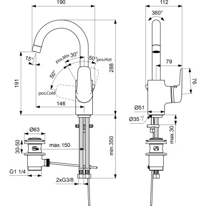 Ideal Standard Waschtischarmatur Ceraflex Mit Hohem Auslauf Chrom â Bild 7