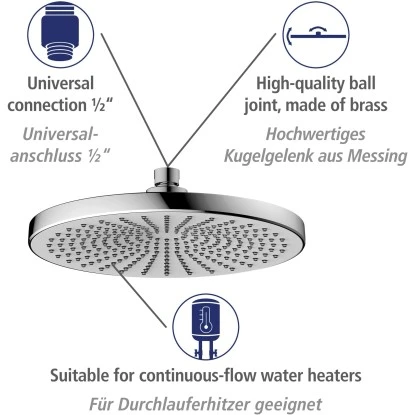 Wenko Regenduschkopf Ultimate Shower Chrom/Weiß Ø 25 Cm – Bild 3