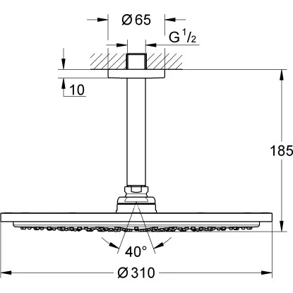 Grohe Kopfbrause-Set Mit Deckenauslass RainshowerCosmopolitan310 HardGraphite G. – Bild 2