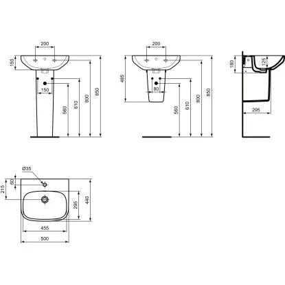 Ideal Standard Waschtisch I.life A 50x44 Cm 1 Hahnloch Mit Überlauf Weiß – Bild 7
