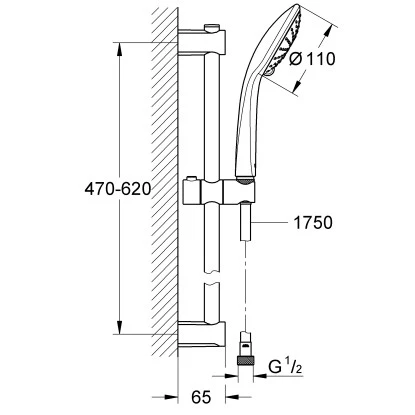 Grohe QuickFix Brausestangen-Set Vitalio Joy 110 Duo Chrom 2 Strahlarten â Bild 2