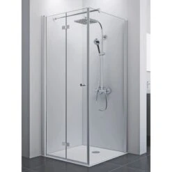 Breuer Seitenwand Links F. Drehtür Elana 8 Silber Matt Klarglas 90 Cm