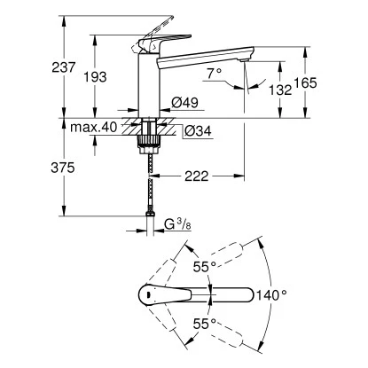 Grohe QuickFix Start Edge Einhand-Spültischbatterie DN 15 – Bild 7