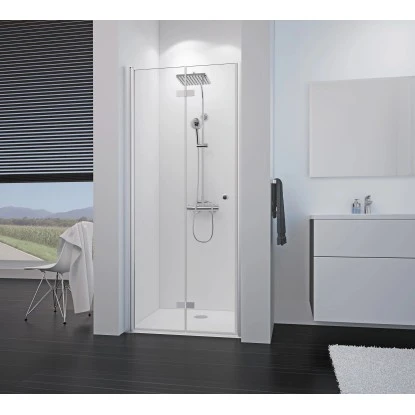 Breuer Drehfalttür Für Nische Links Elana 8 Silber Matt Klarglas 90 Cm – Bild 2